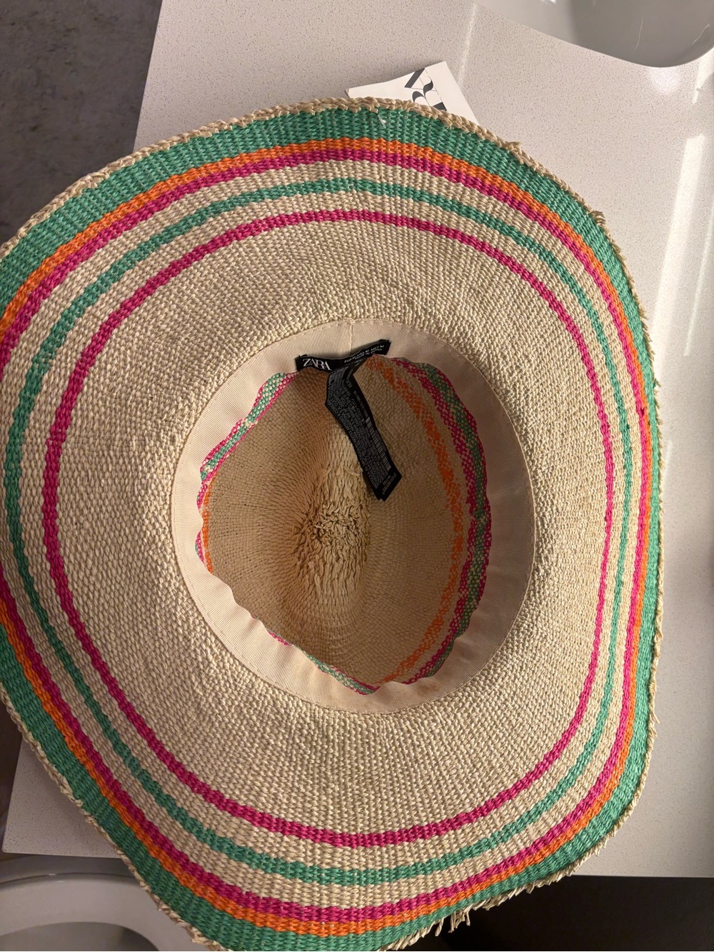 Zara Striped Wide-Brim Straw Sun Hat with Colorful Bands - Picture 4 of 4